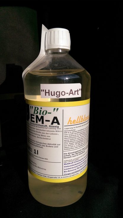 "Hugo-Art"! ,  Flaschengärung!, EM-A hellblond, 1l-Flasche, Effektive Mikroorganismen aktiviert, hell, aromatisiert